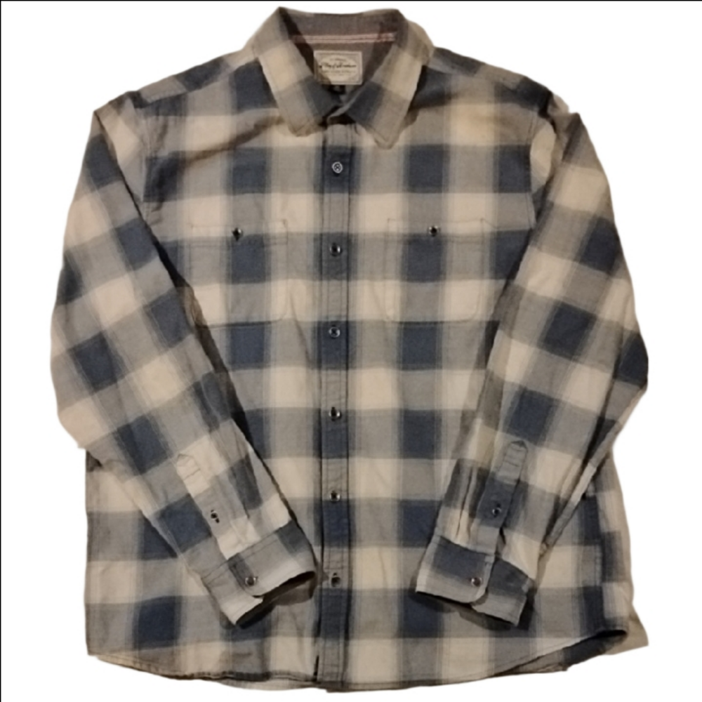 3/$20 Flag & Anthem Blue and White Plaid Men's Shirt
